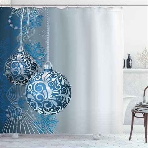 blue christmas shower curtain